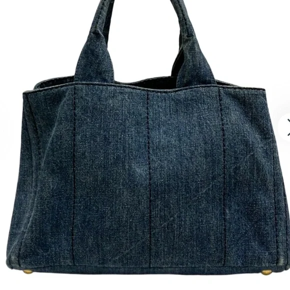 Prada Blue Denim Tote with Subtle Stitching UPGRADE FROM LIVE SHOW - Picture 3 of 7